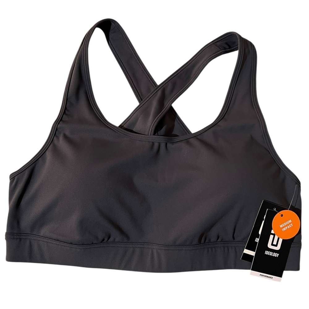 Ideology Women's Performance Deep Charcoal Sports Bra, size 1X
